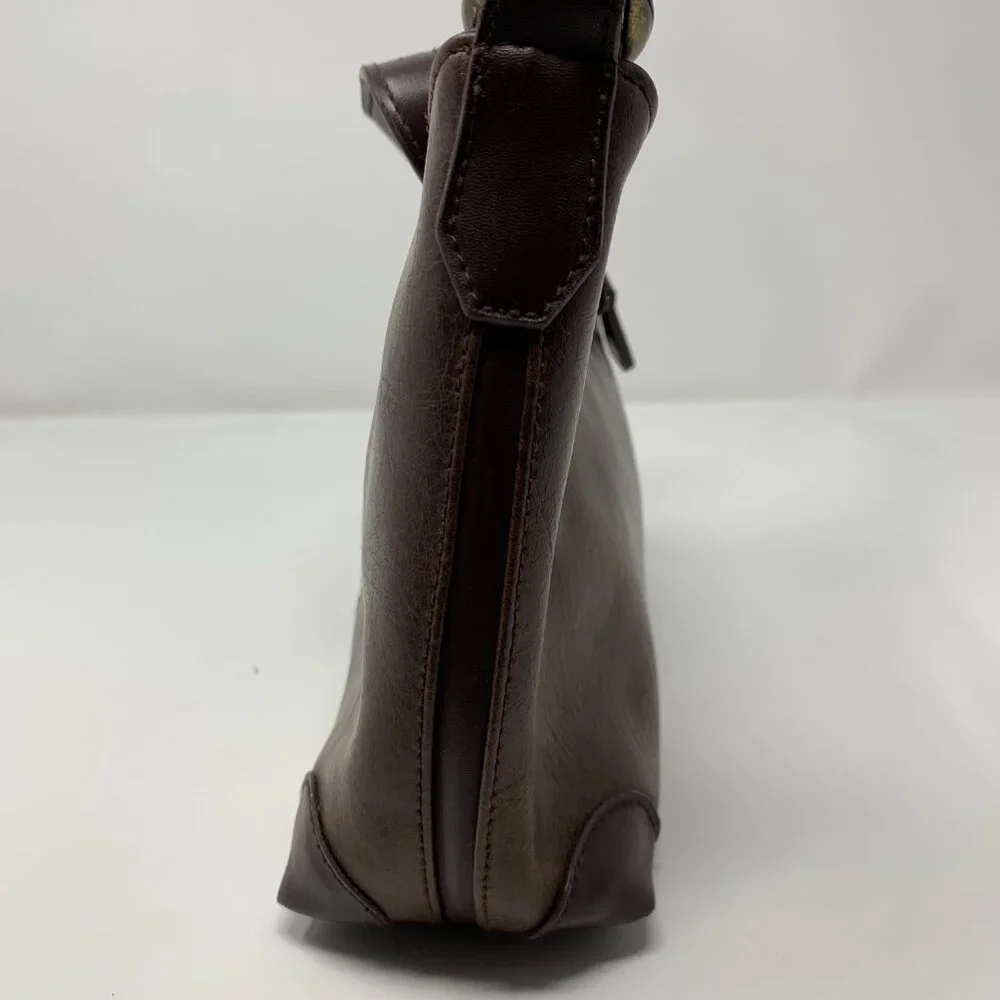 Vintage Leather Shoulder Bag Women‎ Brown Hobo Purse Zip Pocket